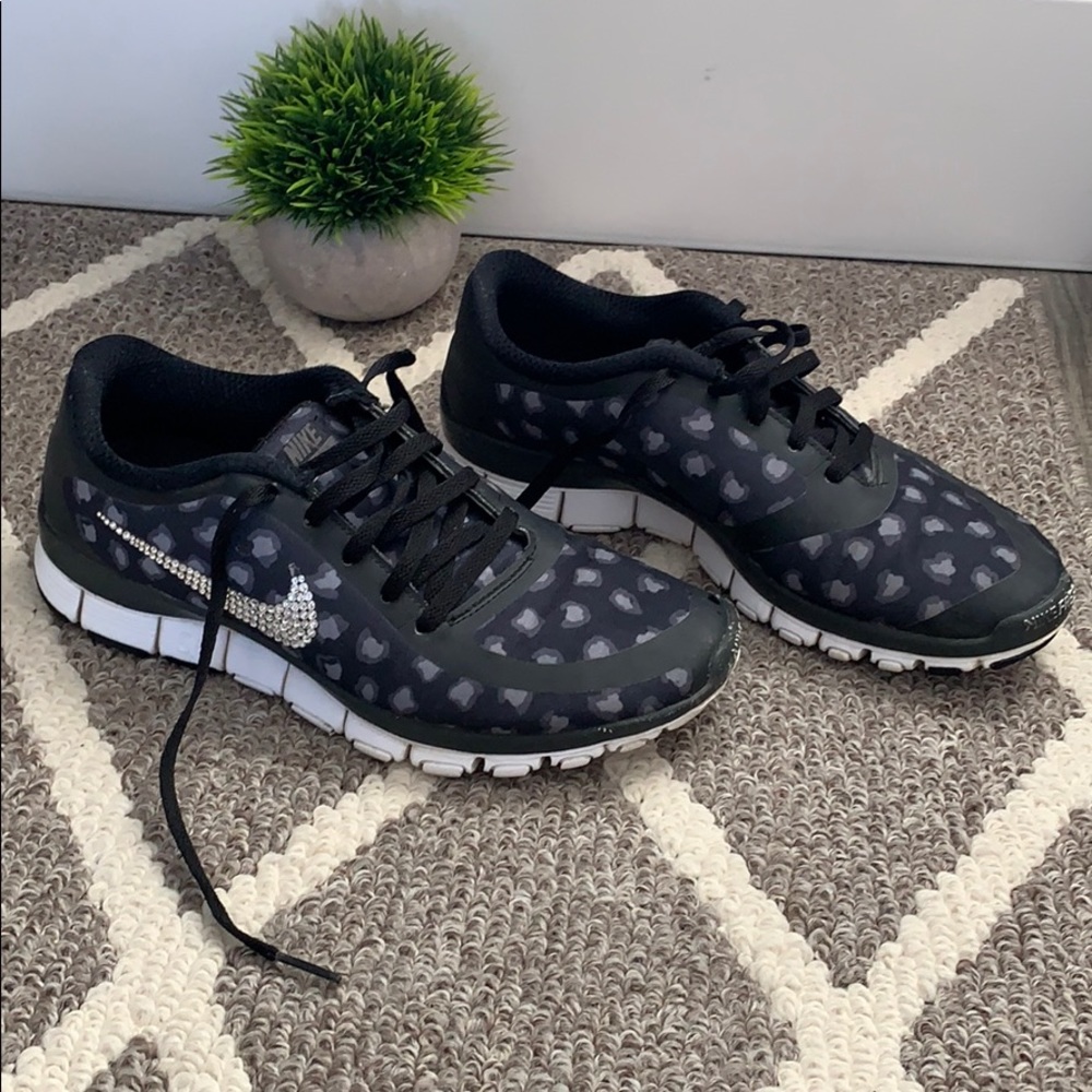 Leopard Nike Free 5.0 w/ Swarovski crystal swoosh